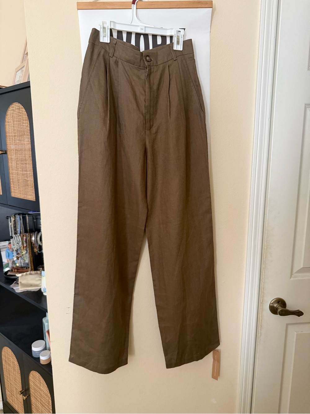 Reformation Mushroom Linen Trousers